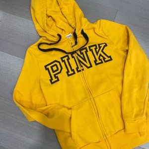 VS Pink Mustard hoodie and sweat pants size XS